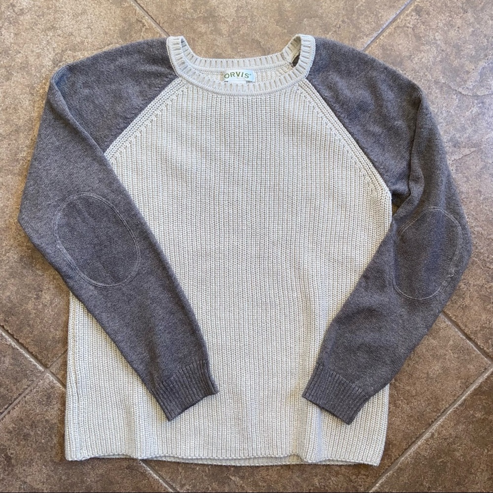 LIKE NEW - Orvis Cotton Elbow Patch Sweater
